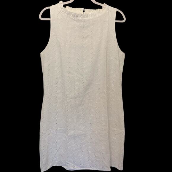 Sail to Sable Women's Eyelet Sleeveless Ruffle Romantic Boho White Dress Large - Picture 1 of 10